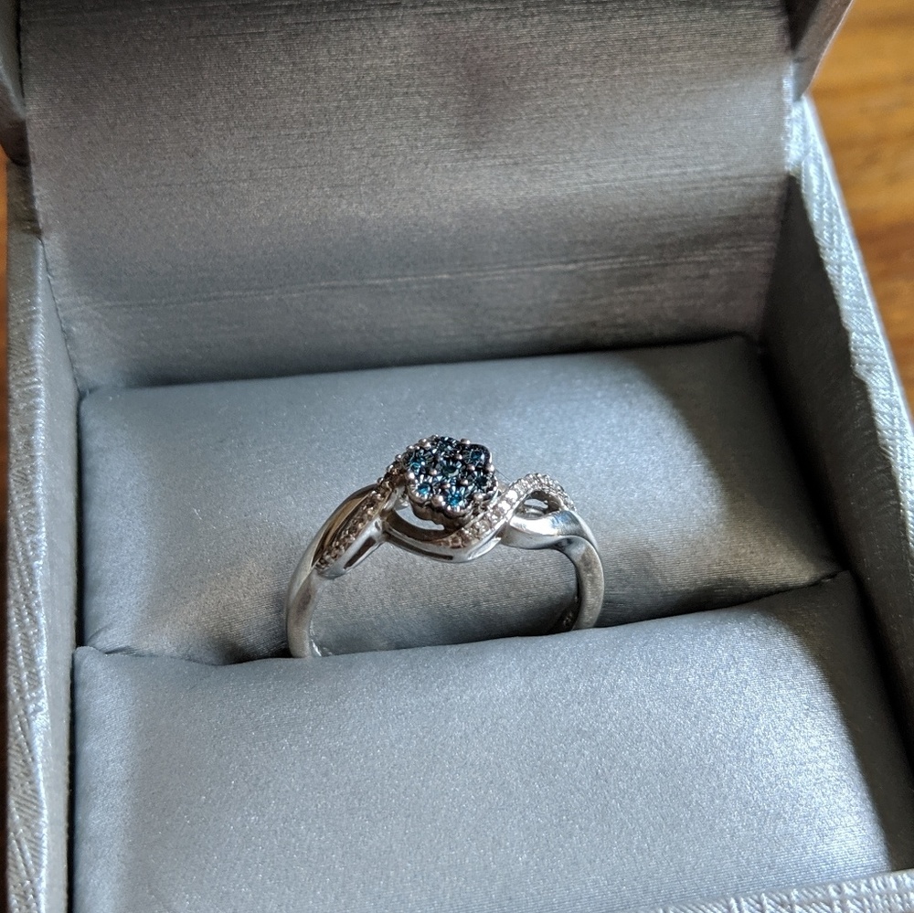 Zales Blue and White Diamond promise ring